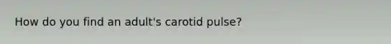 How do you find an adult's carotid pulse?