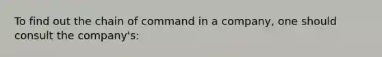 To find out the chain of command in a company, one should consult the company's: