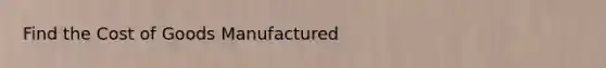 Find the Cost of Goods Manufactured