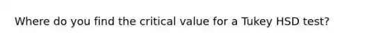 Where do you find the critical value for a Tukey HSD test?