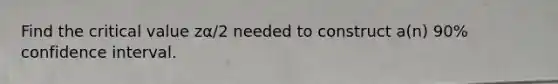 Find the critical value zα/2 needed to construct a(n) 90% confidence interval.