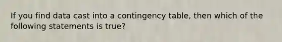 If you find data cast into a contingency table, then which of the following statements is true?