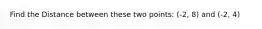 Find the Distance between these two points: (-2, 8) and (-2, 4)