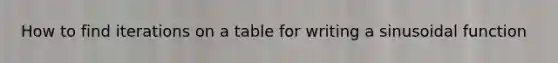 How to find iterations on a table for writing a sinusoidal function
