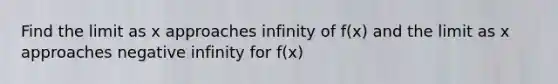 Find the limit as x approaches infinity of f(x) and the limit as x approaches negative infinity for f(x)