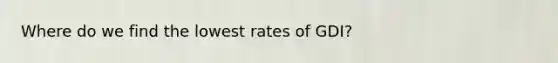 Where do we find the lowest rates of GDI?