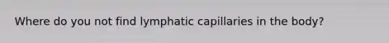 Where do you not find lymphatic capillaries in the body?