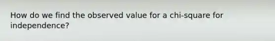 How do we find the observed value for a chi-square for independence?