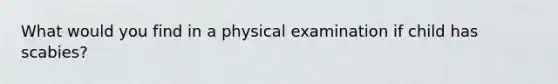 What would you find in a physical examination if child has scabies?