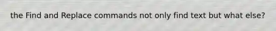 the Find and Replace commands not only find text but what else?