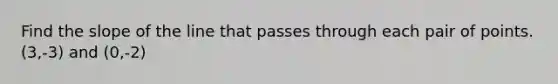 Find the slope of the line that passes through each pair of points. (3,-3) and (0,-2)