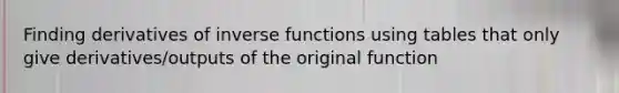 Finding derivatives of inverse functions using tables that only give derivatives/outputs of the original function