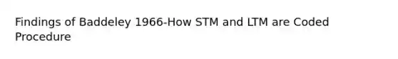 Findings of Baddeley 1966-How STM and LTM are Coded Procedure