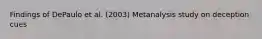 Findings of DePaulo et al. (2003) Metanalysis study on deception cues