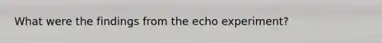 What were the findings from the echo experiment?