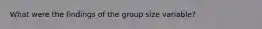 What were the findings of the group size variable?