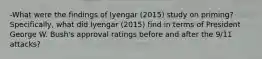 -What were the findings of Iyengar (2015) study on priming? Specifically, what did Iyengar (2015) find in terms of President George W. Bush's approval ratings before and after the 9/11 attacks?