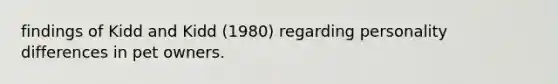 findings of Kidd and Kidd (1980) regarding personality differences in pet owners.