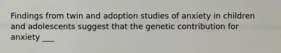 Findings from twin and adoption studies of anxiety in children and adolescents suggest that the genetic contribution for anxiety ___