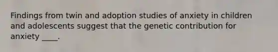 Findings from twin and adoption studies of anxiety in children and adolescents suggest that the genetic contribution for anxiety ____.