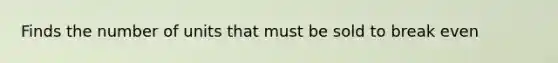 Finds the number of units that must be sold to break even