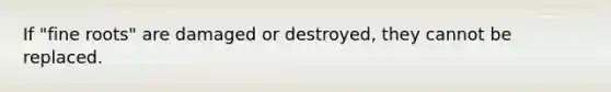 If "fine roots" are damaged or destroyed, they cannot be replaced.