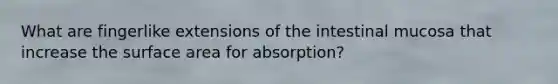 What are fingerlike extensions of the intestinal mucosa that increase the surface area for absorption?