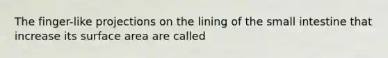 The finger-like projections on the lining of the small intestine that increase its surface area are called