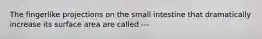 The fingerlike projections on the small intestine that dramatically increase its surface area are called ---