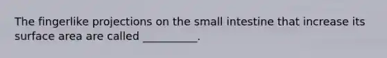 The fingerlike projections on the small intestine that increase its surface area are called __________.