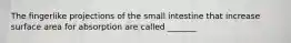 The fingerlike projections of the small intestine that increase surface area for absorption are called _______