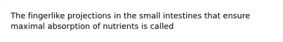 The fingerlike projections in the small intestines that ensure maximal absorption of nutrients is called