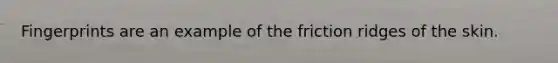 Fingerprints are an example of the friction ridges of the skin.