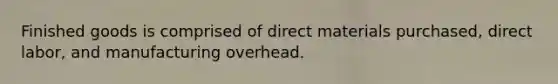 Finished goods is comprised of direct materials purchased, direct labor, and manufacturing overhead.