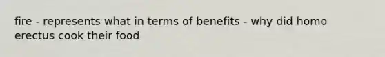 fire - represents what in terms of benefits - why did homo erectus cook their food