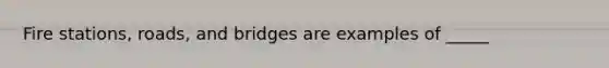 Fire stations, roads, and bridges are examples of _____