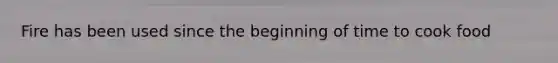 Fire has been used since the beginning of time to cook food