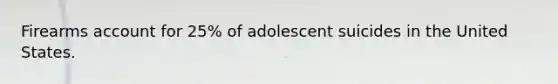 Firearms account for 25% of adolescent suicides in the United States.