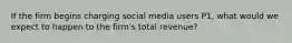 If the firm begins charging social media users P1, what would we expect to happen to the firm's total revenue?