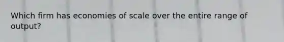 Which firm has economies of scale over the entire range of output?