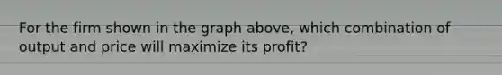 For the firm shown in the graph above, which combination of output and price will maximize its profit?