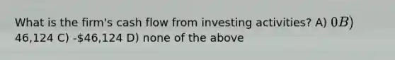 What is the firm's cash flow from investing activities? A) 0 B)46,124 C) -46,124 D) none of the above