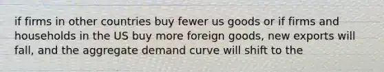 if firms in other countries buy fewer us goods or if firms and households in the US buy more foreign goods, new exports will fall, and the aggregate demand curve will shift to the