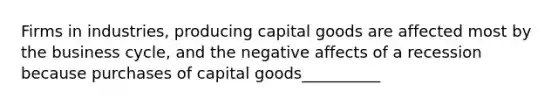 Firms in industries, producing capital goods are affected most by the business cycle, and the negative affects of a recession because purchases of capital goods__________