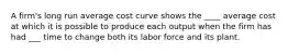 A firm's long run average cost curve shows the ____ average cost at which it is possible to produce each output when the firm has had ___ time to change both its labor force and its plant.