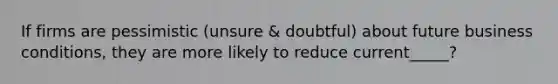 If firms are pessimistic (unsure & doubtful) about future business conditions, they are more likely to reduce current_____?