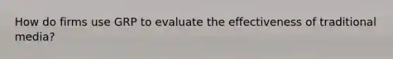 How do firms use GRP to evaluate the effectiveness of traditional media?