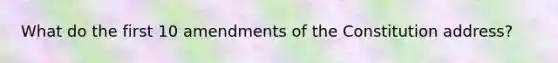 What do the first 10 amendments of the Constitution address?