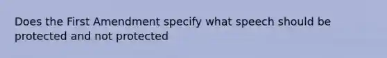 Does the First Amendment specify what speech should be protected and not protected