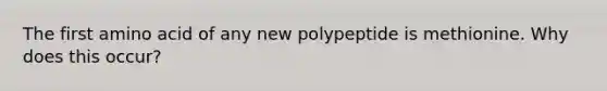 The first amino acid of any new polypeptide is methionine. Why does this occur?